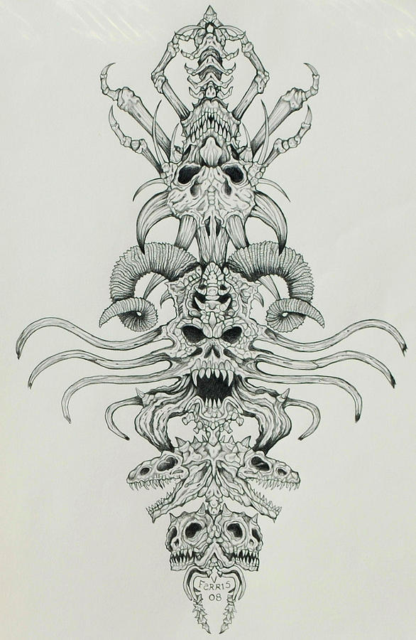 Skull Drawing - Totem by Vernon Farris