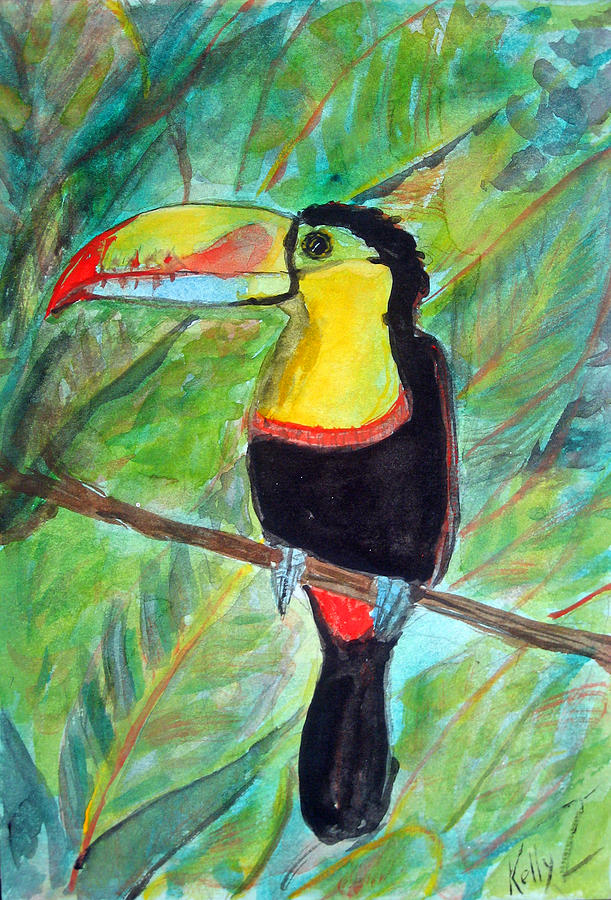 Toucan Perched in the Jungle Painting by Kelly Smith