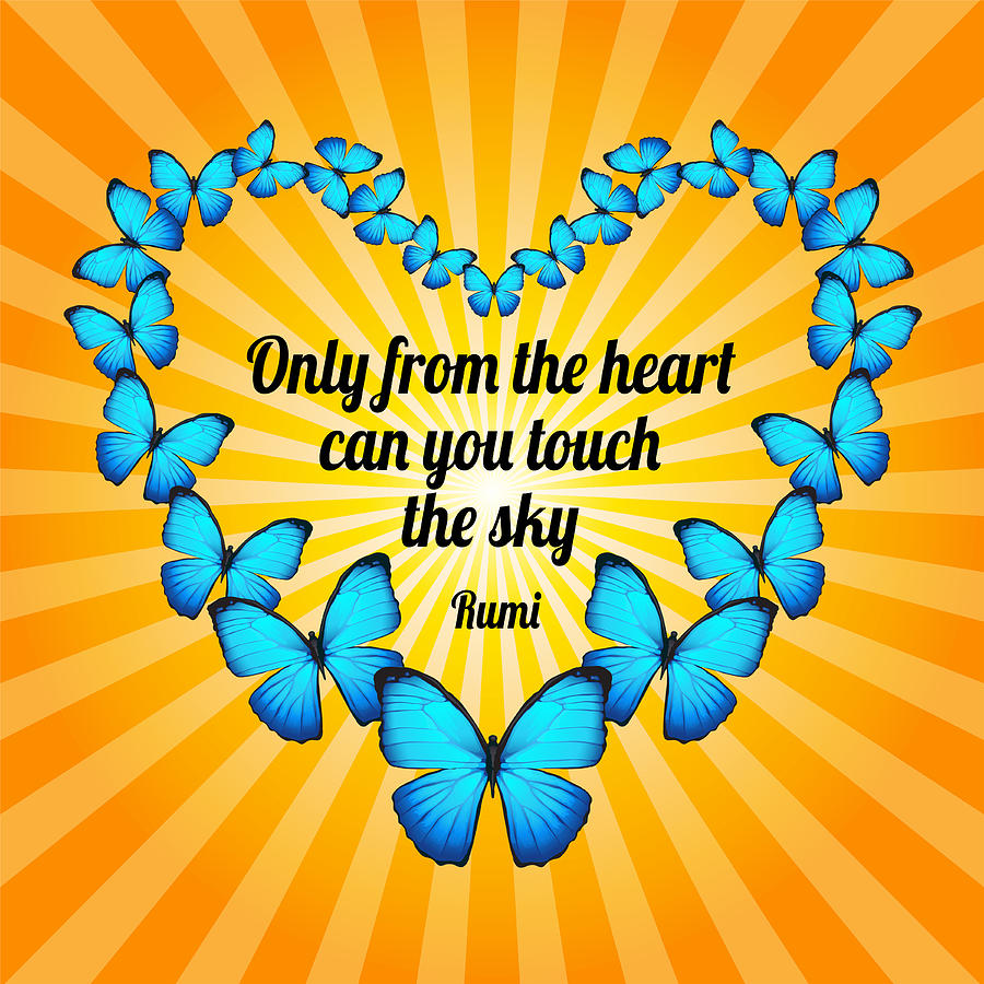 Touch The Sky With Rumis Heart Butterflies Digital Art