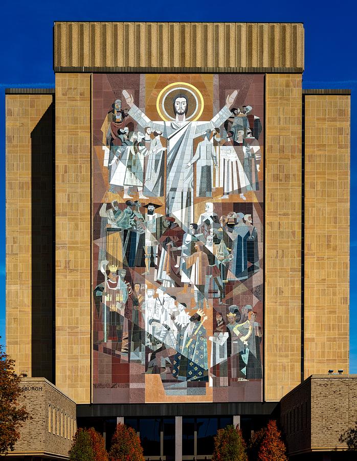 Hesburgh Library Photograph - Touchdown Jesus - Hesburgh Library by Mountain Dreams