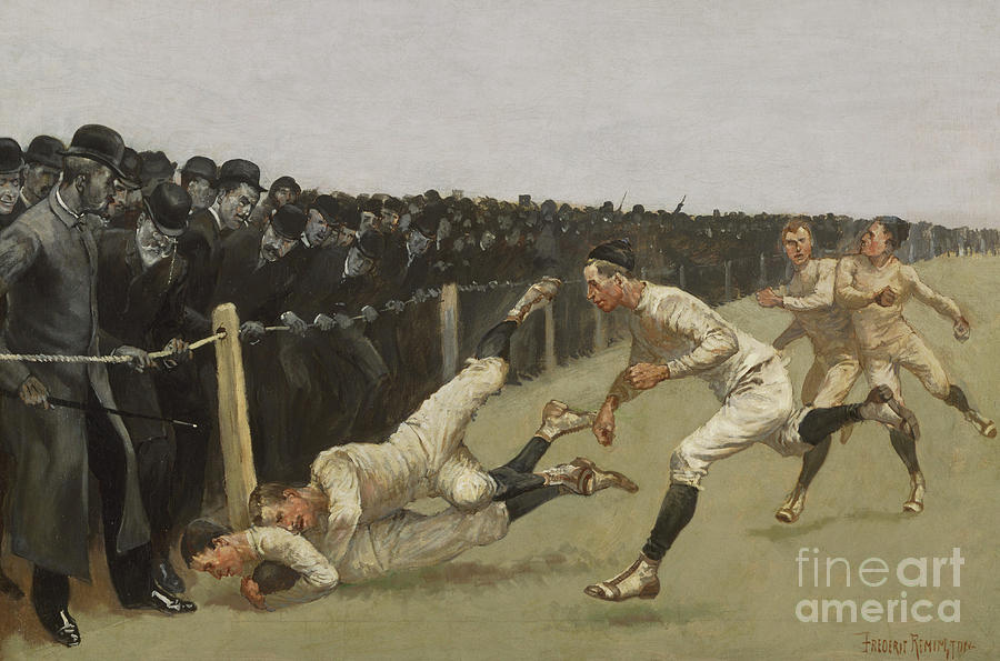 Football Painting - Touchdown, Yale vs. Princeton, Thanksgiving Day, Nov 27th 1890 by Frederic Remington