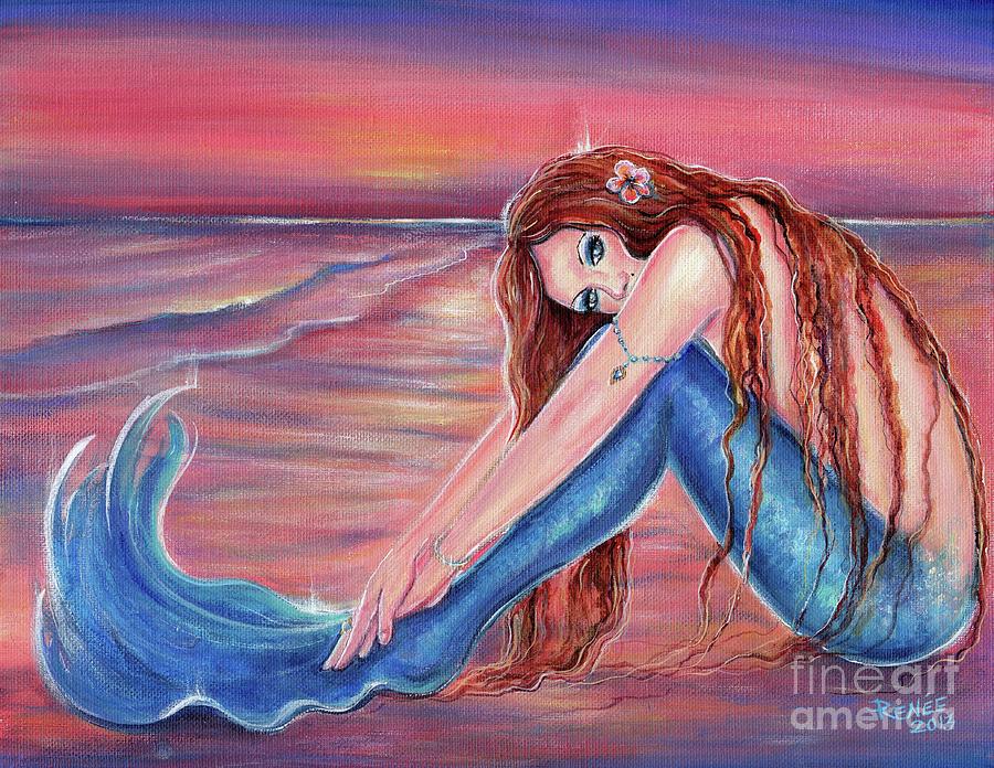 Mermaid Painting - Touched by the sun by Renee Lavoie