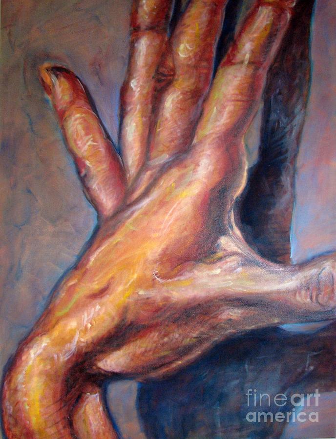 Hand Painting - Touching my Shadow by Iglika Milcheva-Godfrey