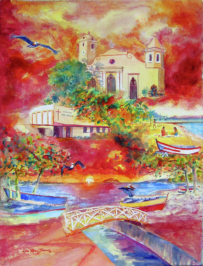 Acuarelas Painting - Tour around Aguadilla Puerto Rico by Estela Robles