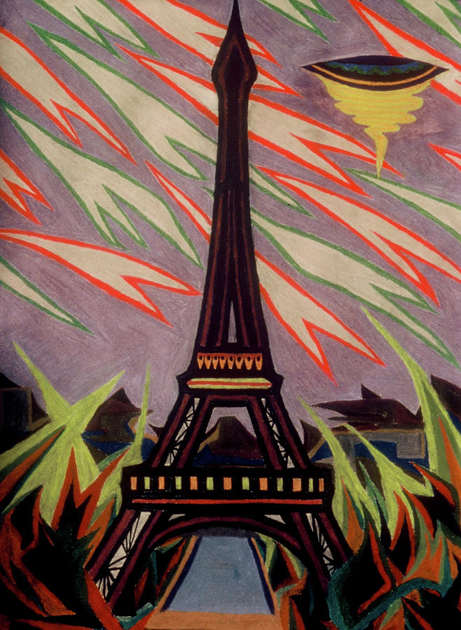 Tour Eiffel et OVNI Painting by Robert SORENSEN