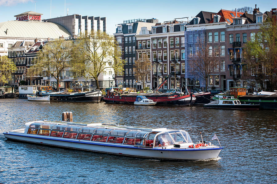 Touristic Boat at Amsterdam Canal Photograph by Jenny Rainbow