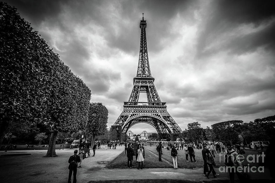 Tourists and Eiffel Tower at Champ de Mars, Paris Photograph by Liesl Walsh