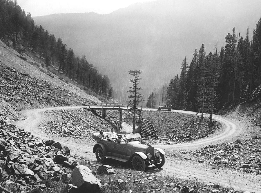 Tourists In Yellowstone Photograph By Underwood Archives 