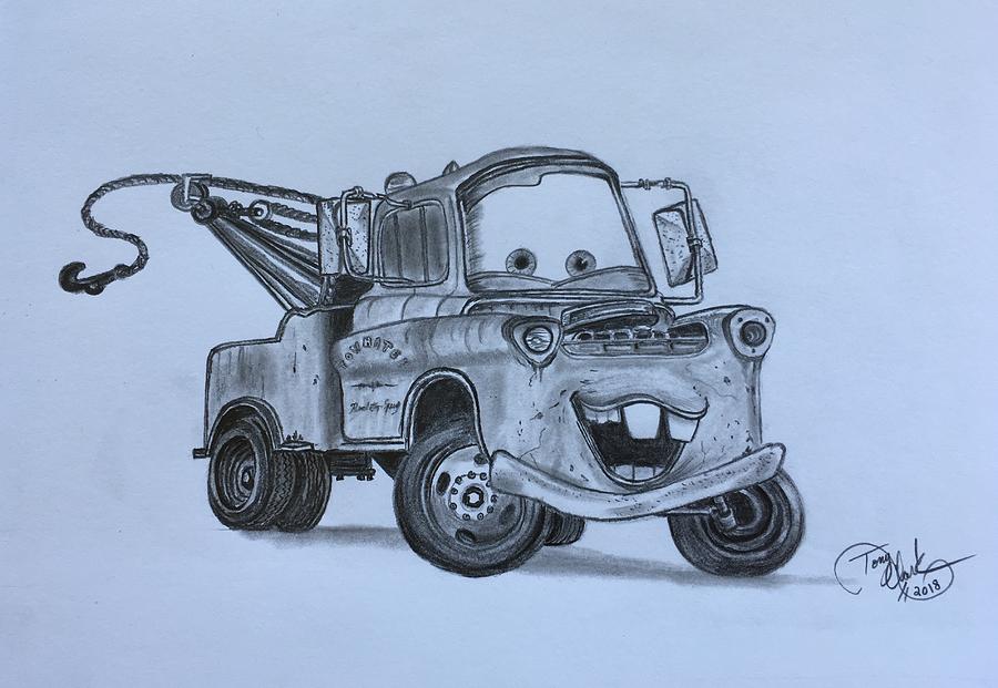 Tow Mater Drawing by Tony Clark
