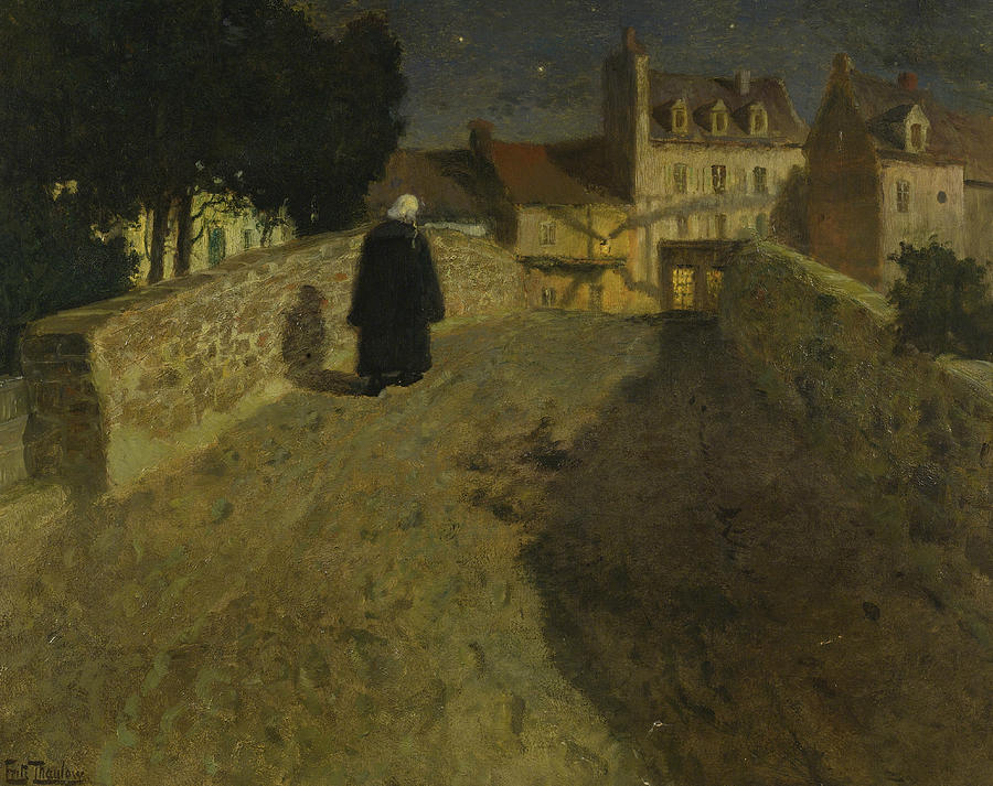 Towards the Pont Lovignon in Quimperle Painting by Frits Thaulow