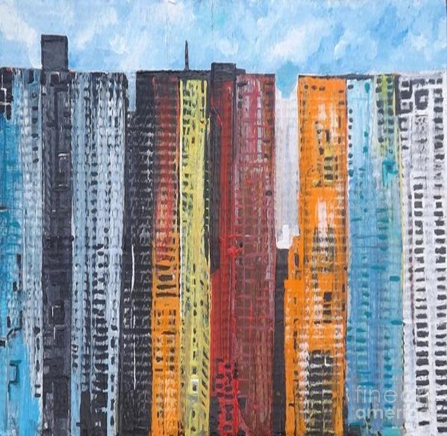 Tower Block - flats for rent Painting by Denise Morgan