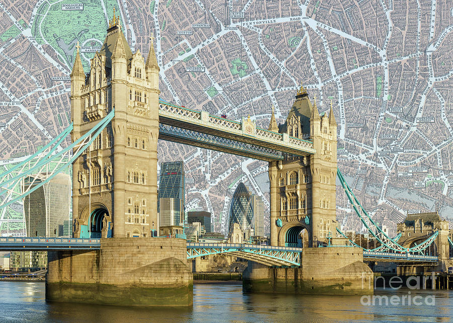 Tower Bridge Digital Art by MGL Meiklejohn Graphics Licensing