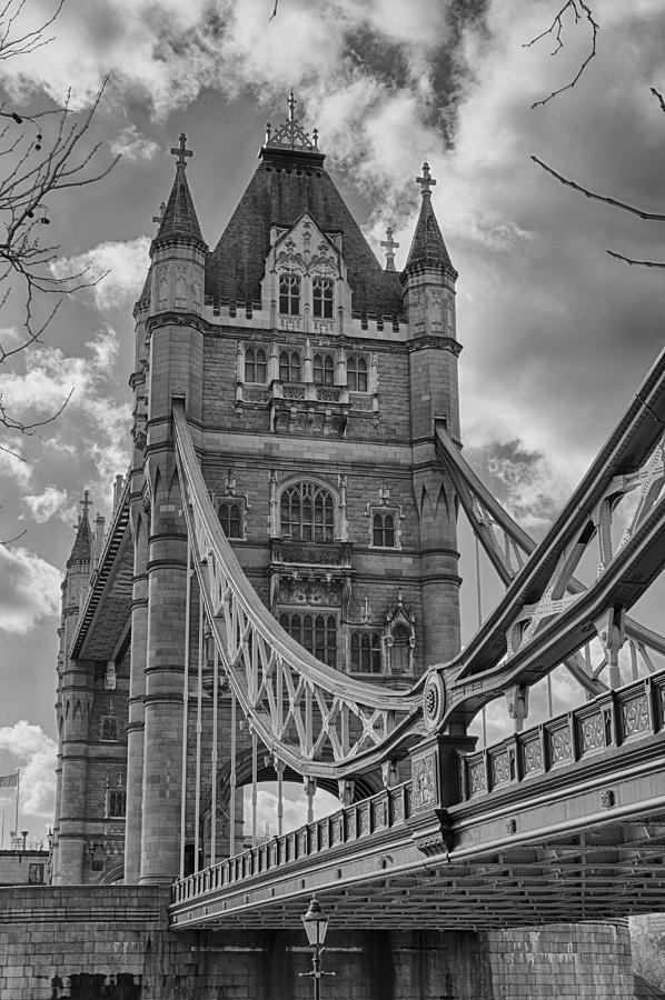Tower Bridge in Black and White Photograph by Leah Palmer