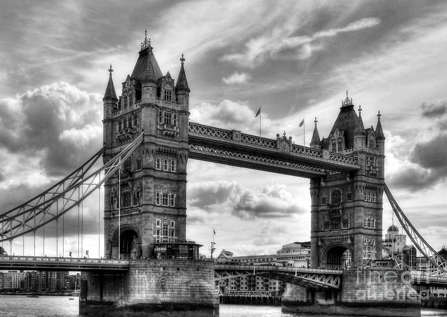 Tower Bridge In London BW Photograph by Mel Steinhauer