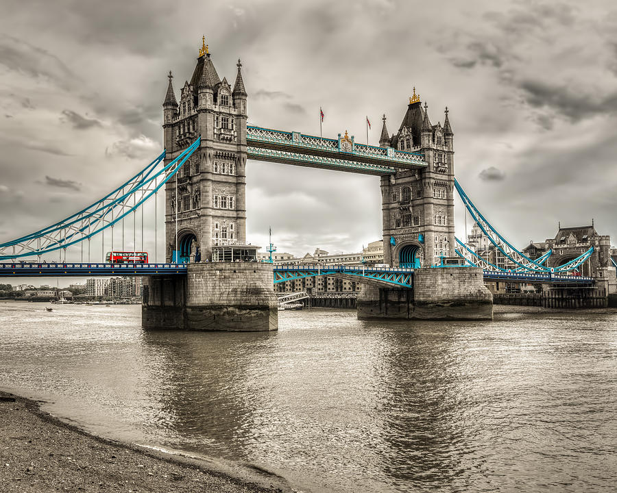 Tower Bridge in London in Selective Color Photograph by James Udall