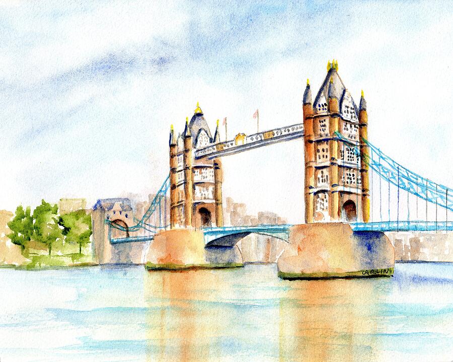 London Painting - Tower Bridge London by Carlin Blahnik CarlinArtWatercolor