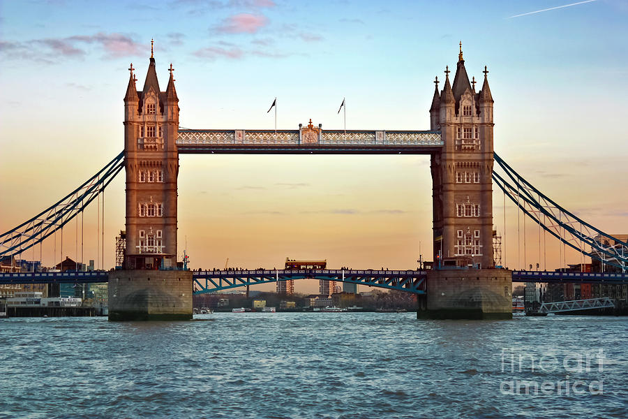London Photograph - Tower Bridge- Sunset in London by Terri Waters