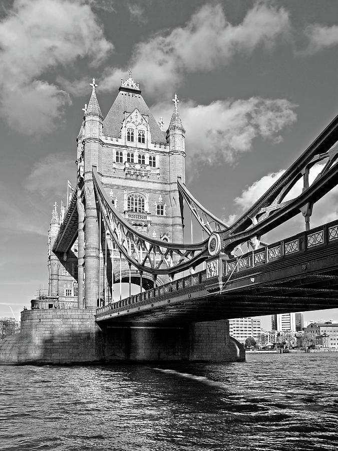 Tower Bridge Vertical Black and White Photograph by Gill Billington
