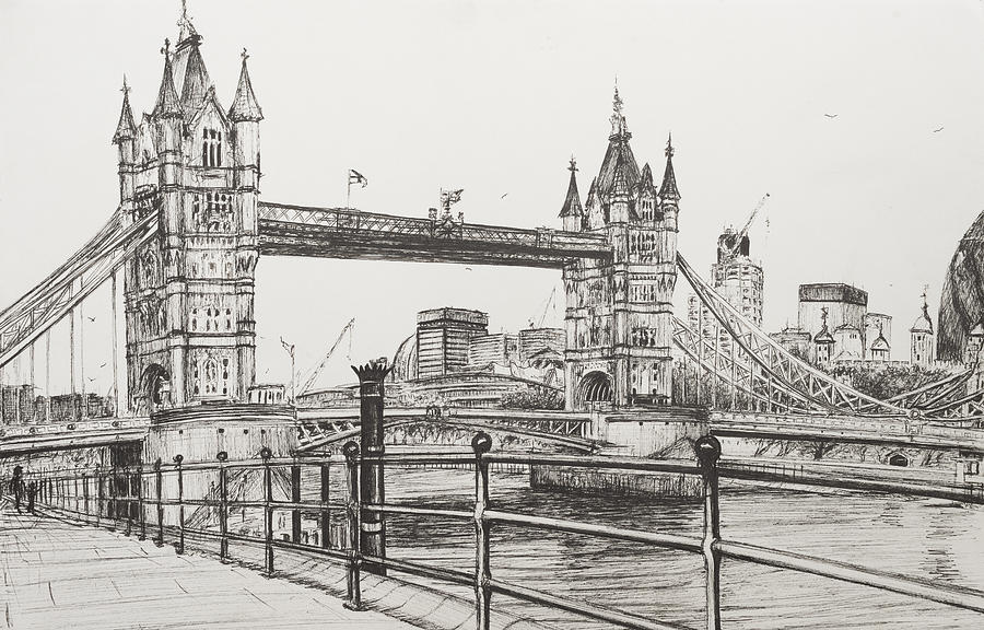 London Drawing - Tower Bridge by Vincent Alexander Booth