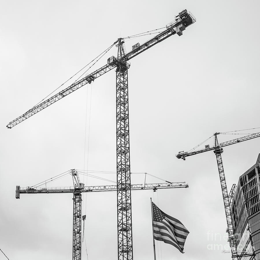 Tower Cranes BW Construction Art Photograph by Reid Callaway