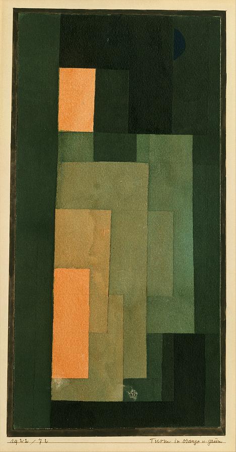 Tower In Orange And Green Painting by Paul Klee