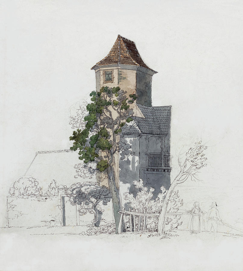 Tower of a Fortified House  Painting by Friedrich Salathe