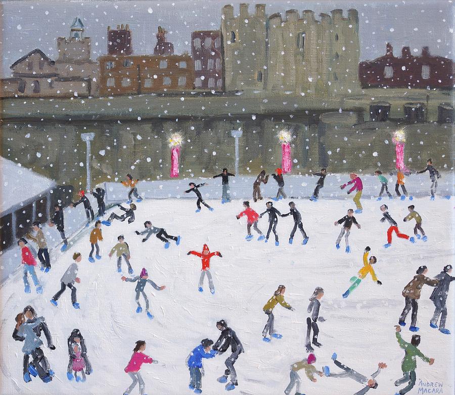 Christmas Painting - Tower of London Ice Rink by Andrew Macara