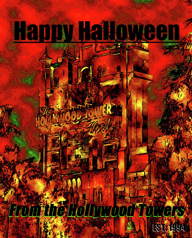 Tower of Terror Halloween Card Painting by David Lee Thompson