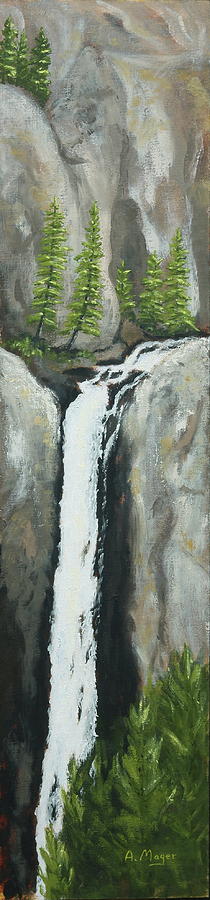Towering Falls Painting by Alan Mager