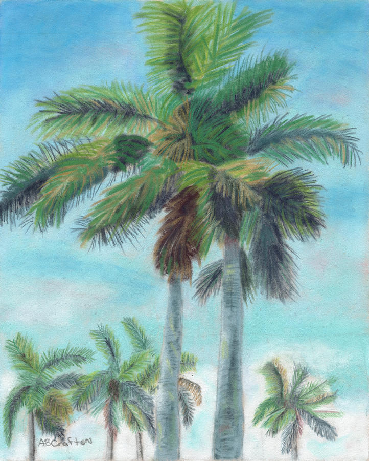 Towering Palms Pastel by Arlene Crafton