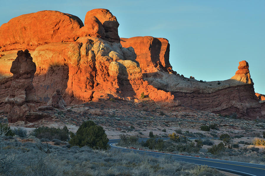 Towers along Park Road in Arches NP Photograph by Ray Mathis