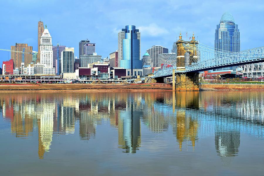 Towers Reflect in Cinci Photograph by Frozen in Time Fine Art Photography