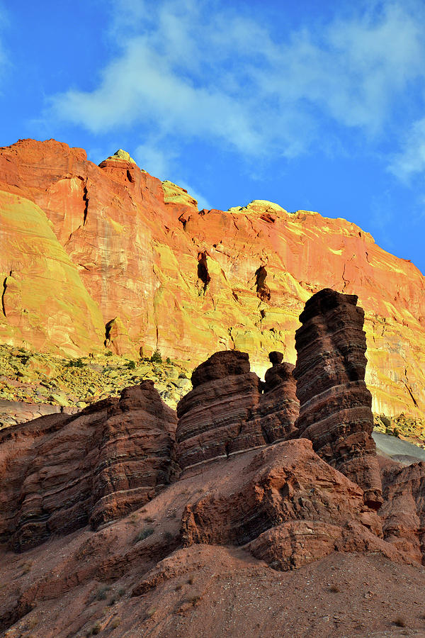 Towers Silhouetted along Scenic Drive in Capitol Reef Photograph by Ray Mathis