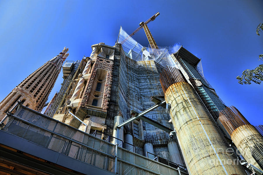 Towers under Construction La Sagrada Familia  Photograph by Chuck Kuhn