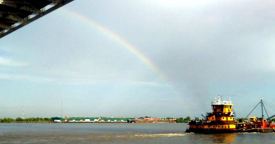 Towing A Rainbow Along The Mississippi River In New Orleans Photograph