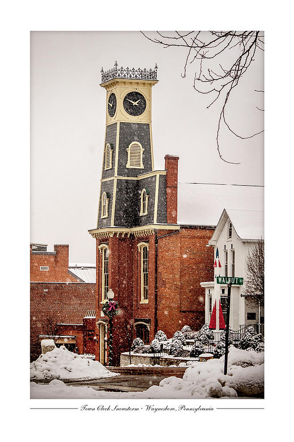 Town Clock Snowstorm Photograph by Andy Smetzer