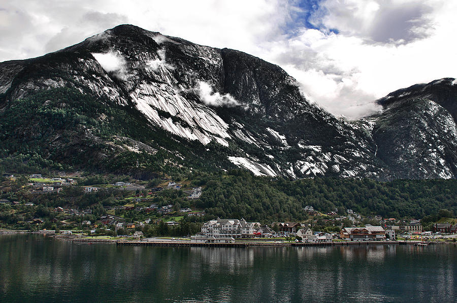 Nature Photograph - Town in a Fiord by David Resnikoff
