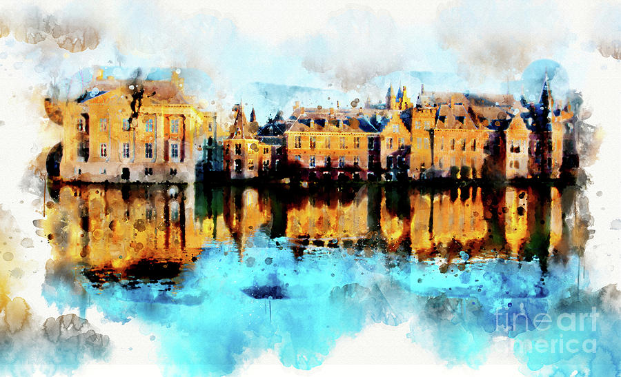 Town Life In Watercolor Style Digital Art by Ariadna De Raadt