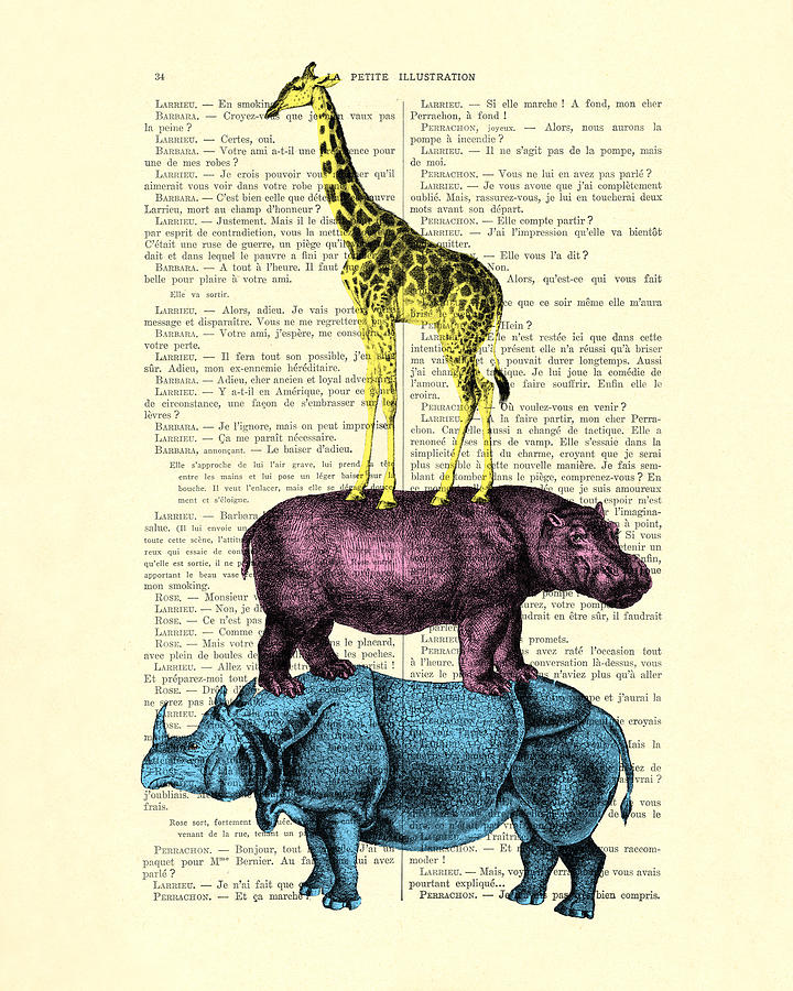 Hippopotamus Digital Art - Safari Animal Stack by Madame Memento