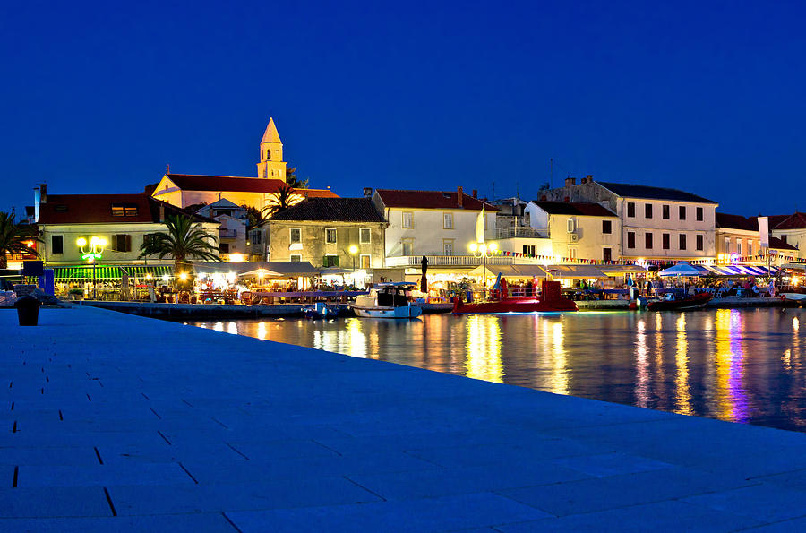 Town of Biograd evening view at blue hour Photograph by Brch Photography