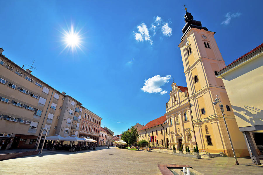 Town of Cakovec main square and church view Photograph by Brch Photography