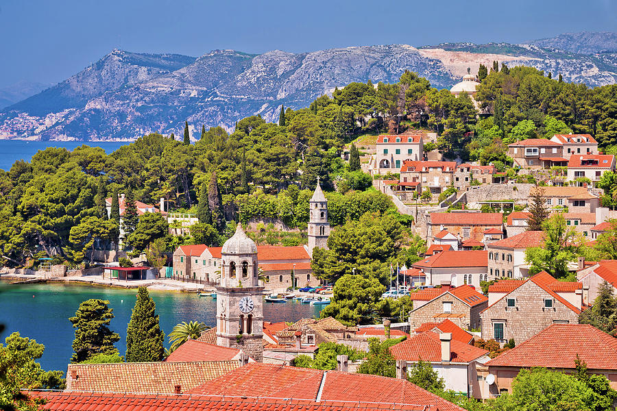Town of Cavtat towers and waterfront view Photograph by Brch Photography