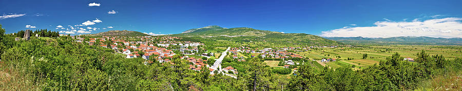Town of Drnis and Dalmatian inland panorama Photograph by Brch Photography