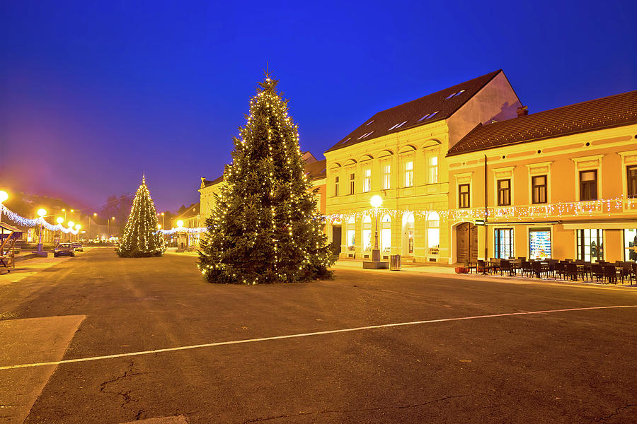 Town of Koprivnica advent time evening view Photograph by Brch Photography
