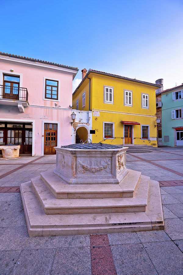 Town of Krk historic main square stone well view Photograph by Brch Photography