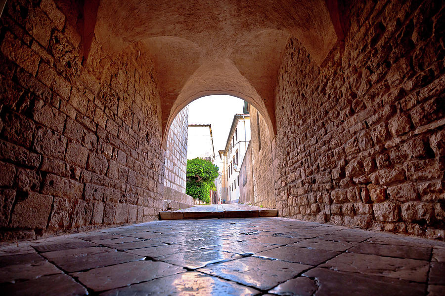 Town of Krk historic stone steet passage view, Photograph by Brch Photography
