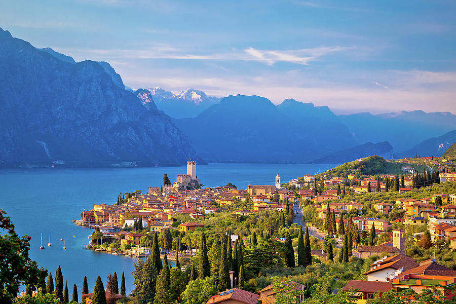 Town of Malcesine on Lago di Garda skyline view Photograph by Brch ...