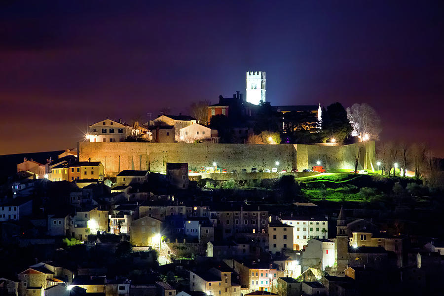 Town of Motovun on Istrian hill evening view Photograph by Brch Photography