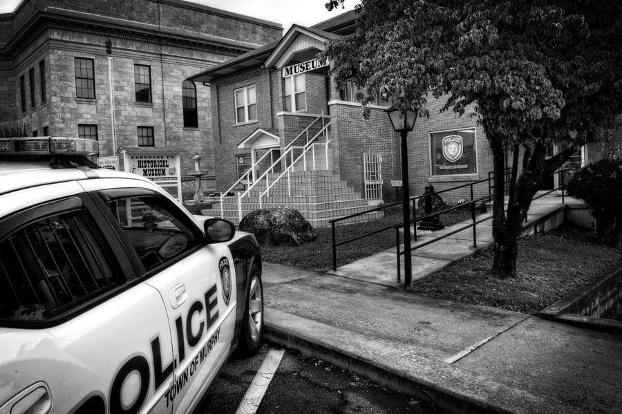 Town Of Murphy Police in Black and White Photograph by Greg and Chrystal Mimbs