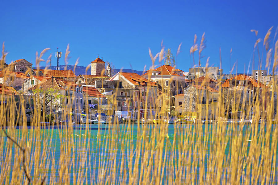 Town of Omis view through sedge on Cetina river Photograph by Brch Photography